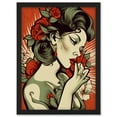 thumbnail image 1 of Femme Fatale Roses Pin Up Rockabilly Americana 50s Artwork Framed Wall Art Print A4, 1 of 4