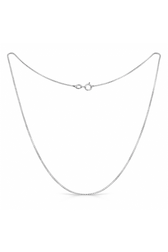 925 Sterling Silver Box Chain Necklace 20 Inch  1.1mm Italian Solid Silver Chain for Women & Men, Lobster Clasp, Pendant Necklace Chain