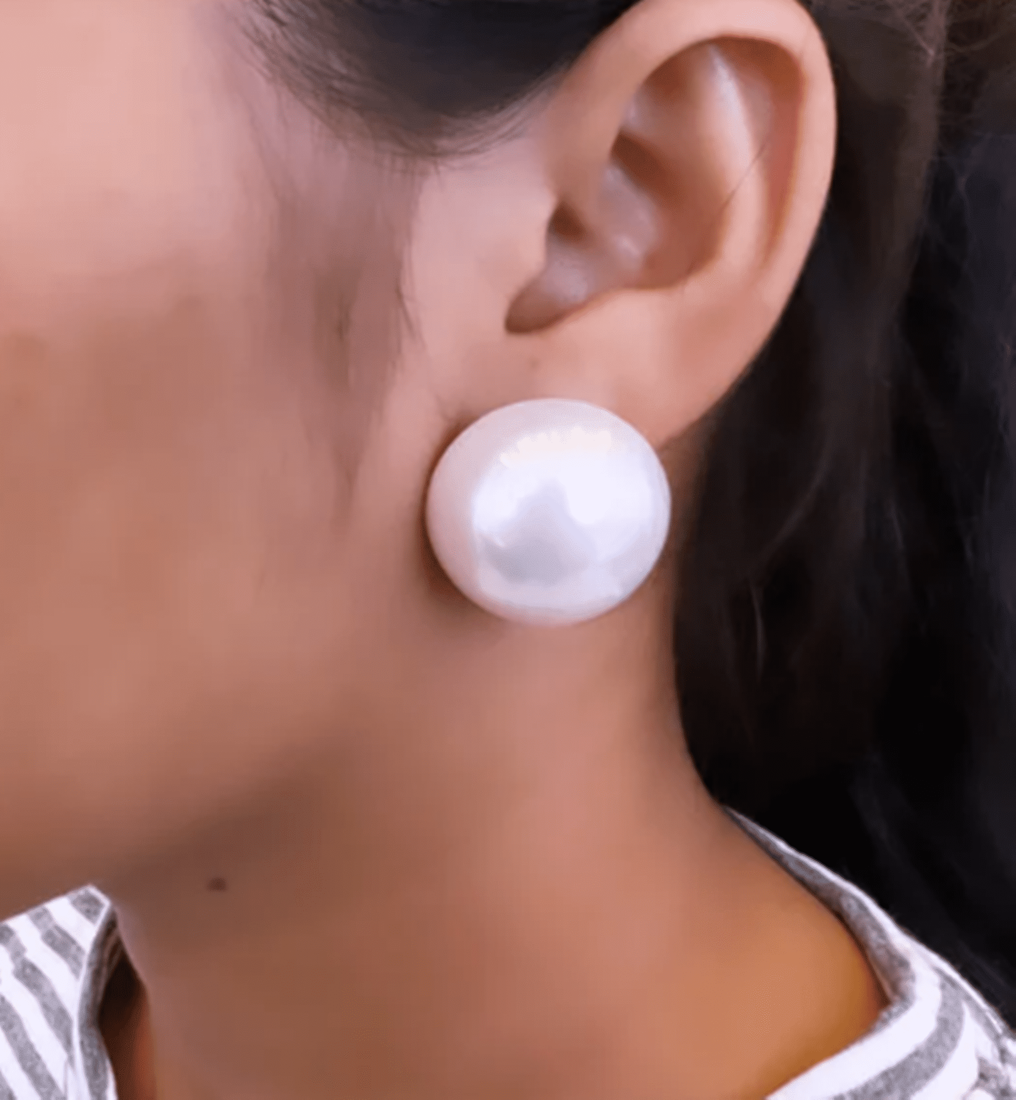 Femme Jam 925 Sterling Silver Big Size 30mm Round Button Pearls Statement  Studs Earrings | Big Pearl Earrings