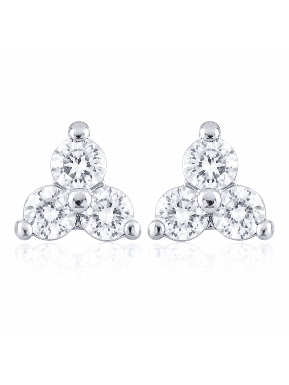 925 Sterling Silver CZ Stud Earrings for Women, Hypoallergenic Triangle Cluster Earrings, Nickel Free, Everyday Jewelry for Second Piercing
