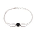 thumbnail image 1 of Femme Jam 925 Sterling Silver Cabochon Cut Natural Black Onyx Gemstone Bracelet for Women, 1 of 6