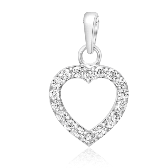 Femme Jam 925 Sterling Silver Cubic Zirconia Heart Shape Pendant for Women