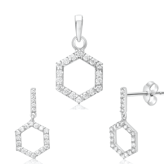 Femme Jam 925 Sterling Silver Cubic Zirconia Minimalistic Jewelry Set for Women