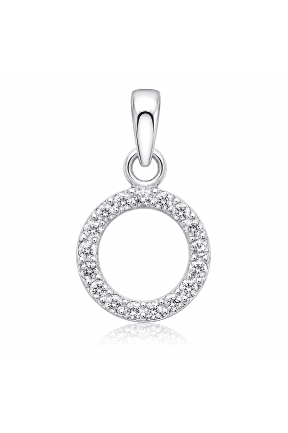 925 Sterling Silver Cubic Zirconia Circle Pendant Necklace, Classic Halo Open Circle Design, Hypoallergenic Everyday Jewelry for Women