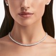 thumbnail image 1 of Femme Jam 925 Sterling Silver Cubic Zirconia Single Line Solitaire Tennis Necklace Set for Women, 1 of 9