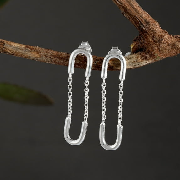 Femme Jam 925 Sterling Silver Minimalistic Designer Dangle Drop Earrings for Women