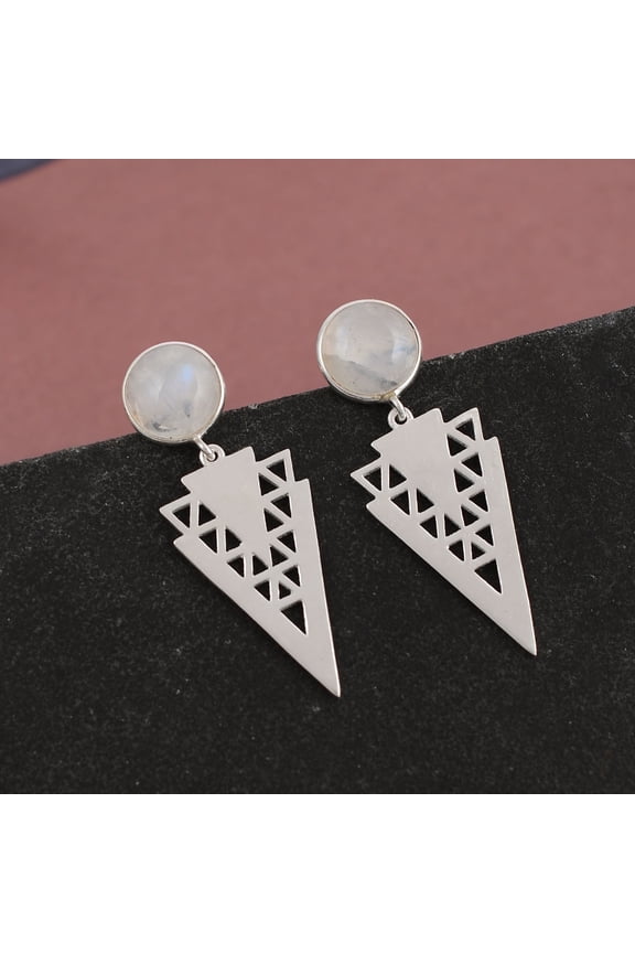 925 Sterling Silver Natural Rainbow Quartz Gemstone Designer Dangle Drop Earrings for Women