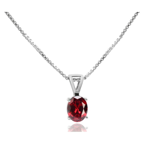 Femme Jam 925 Sterling Silver Oval Cut Natural Garnet Gemstone Necklace for Women
