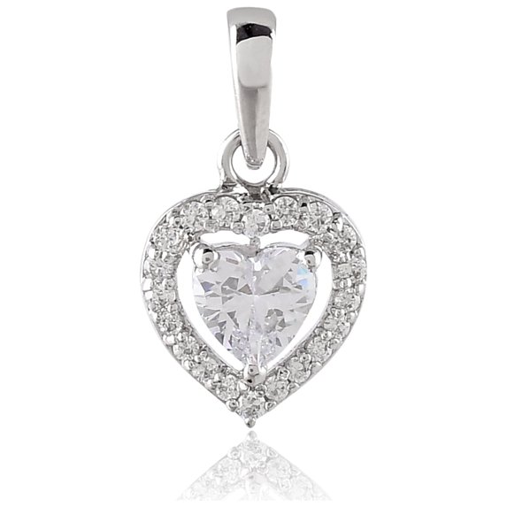 Femme Jam 925 Sterling Silver Pendant / Locket with Solitaire Zirconia Crystals for Women