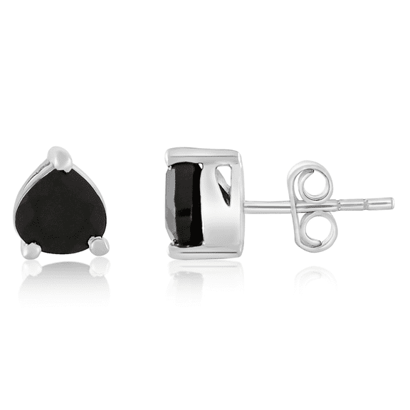 Femme Jam 925 Sterling Silver Trillion Cut Natural Black Onyx Gemstone Classic Unisex Stud Earrings