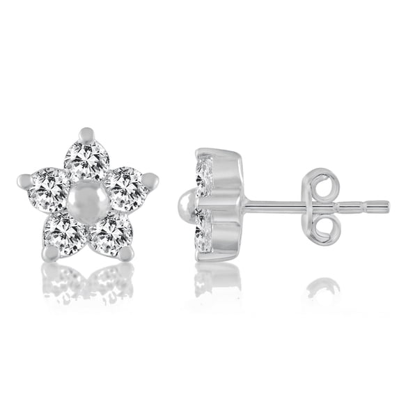 Femme Jam 925 Sterling Silver Zirconia Crystals Star Shape Stud Earrings for Women