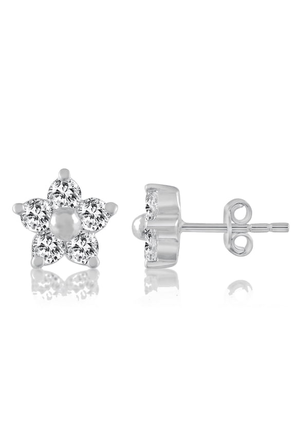 925 Sterling Silver Zirconia Crystals Star Shape Stud Earrings for Women