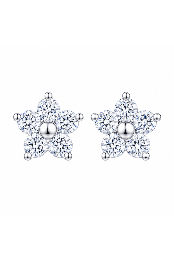 925 Sterling Silver Zirconia Crystals Star Shape Stud Earrings for Women