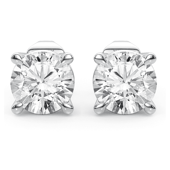 Femme Luxe Lily 1.00 Carat Lab Grown Diamond Round Stud Earrings in 14K White Gold.
