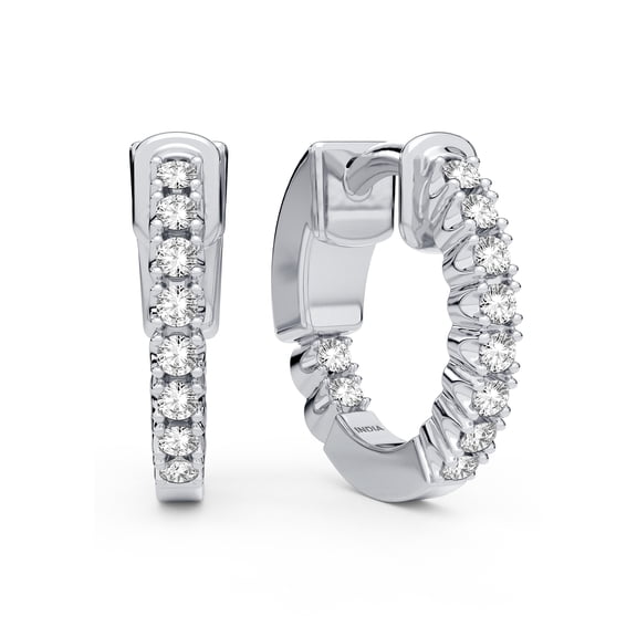 Femme Luxe Mia 0.25 Carat Lab-Grown Diamond Inside Out Huggie Hoop Earrings in 14K White Gold.