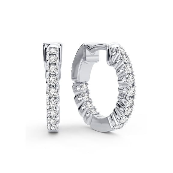 Femme Luxe Mia 0.50 Carat Lab-Grown Diamond Inside Out Huggie Hoop Earrings in 14K White Gold.