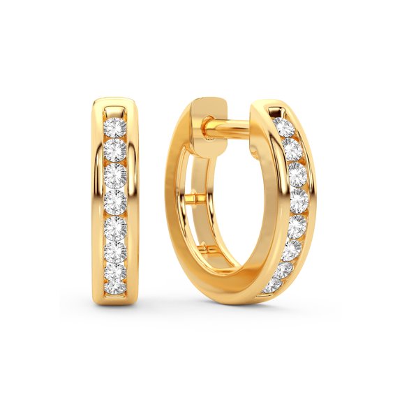 Femme Luxe Sia 0.25 Carat Lab Grown Diamond Huggie Hoops in 14K Yellow Gold.