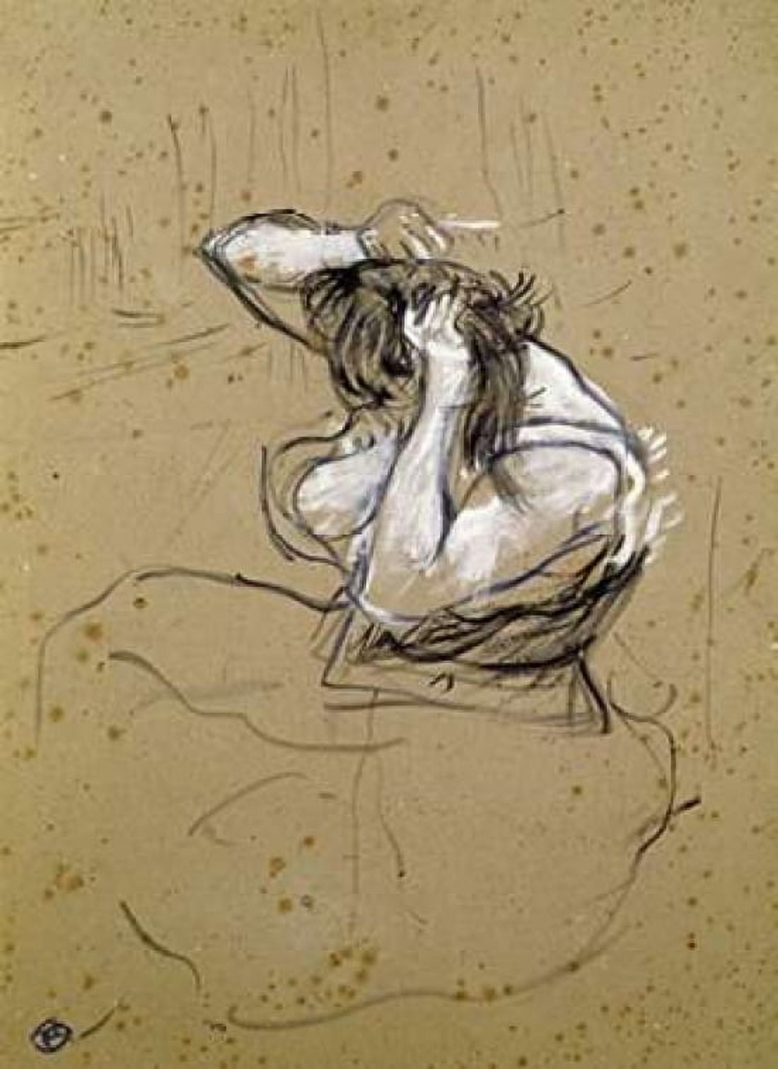 Femme Qui Se Peigne Canvas Art - Henri Toulouse-Lautrec (18 x 24)