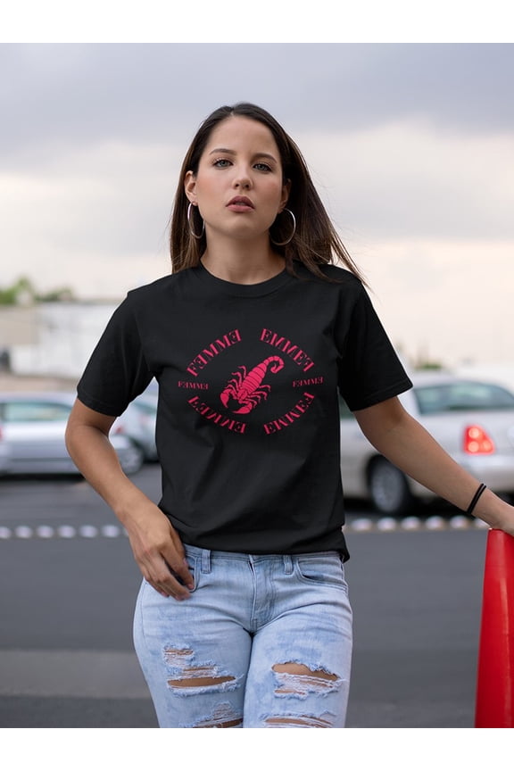 Femme Scorpion Graphic Women Black T-Shirt, Female Large