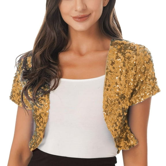 Femme Sequin Veste Cropp Haut Cardigan Jazz Danse Spectacle Club Paillette NR9