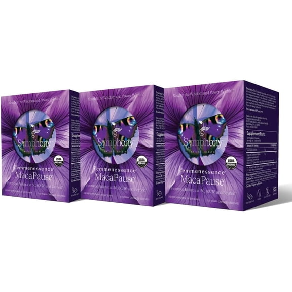 Femmenessence MacaPause Clinically Proven for Post Menopause, Natural Hormone Balance Supplements for Women, Bone and Heart Health, Symptom Relief, 360 Organic Maca Root Capsules, 90-Day Supply