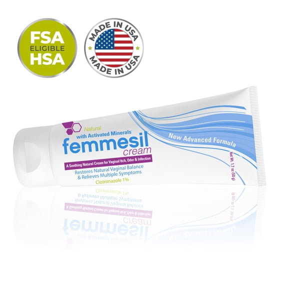 Femmesil Vaginal Anti-Itch Cream Natural Relief for Itch, Odor and Yeast Infection (50gm Tube)