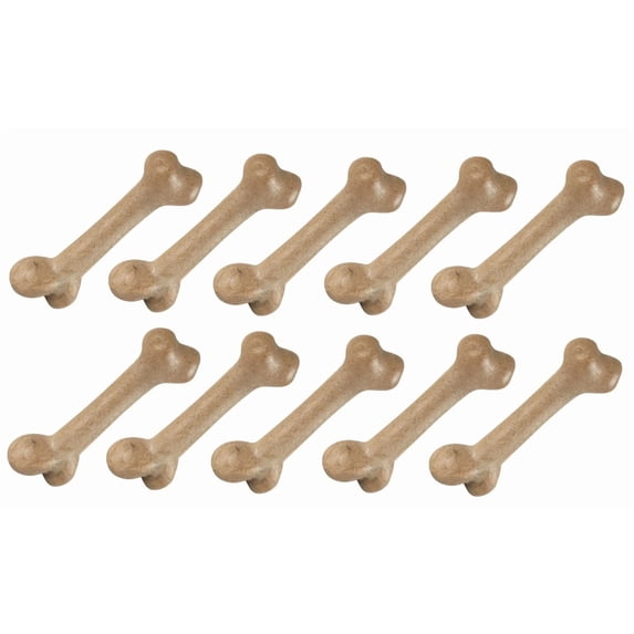 Femur Shaped Dog Bone Dental Teeth and Gum Health Flavored Chew Toy 5 or 10 Pack (Small 4.5" - 10 Bones Wood)