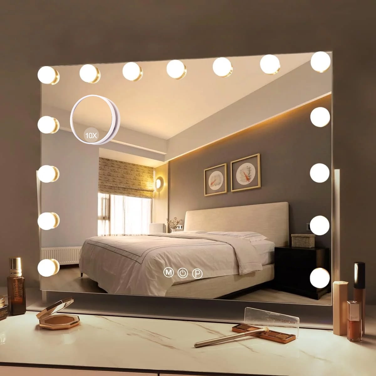 Fenair 25''x19'' Hollywood Vanity Makeup Mirror with Lights Adjustable