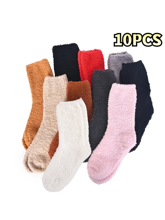 10 Pcs Fuzzy Socks for Women Fluffy Home Sleeping Cozy Warm Socks
