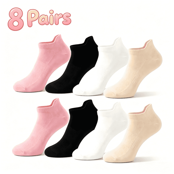 TRANSLINK 8 Packs Low Cut Ankle Socks for Women No-Show Invisible Casual Breathable Athletic Socks Bulk for Sports Daily Wear