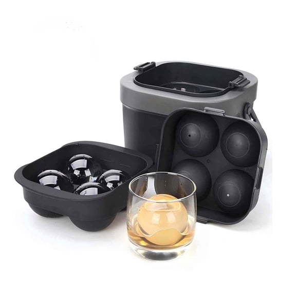 RUIE 2.4" Large Ice Cube Trays, Universal Sphere Tray for Whiskey, Cocktails, Coffee & DIY Drinks, Slow-Melting BPA Free Silicone, Fun Kitchen Gadgets for Home Bar & Parties