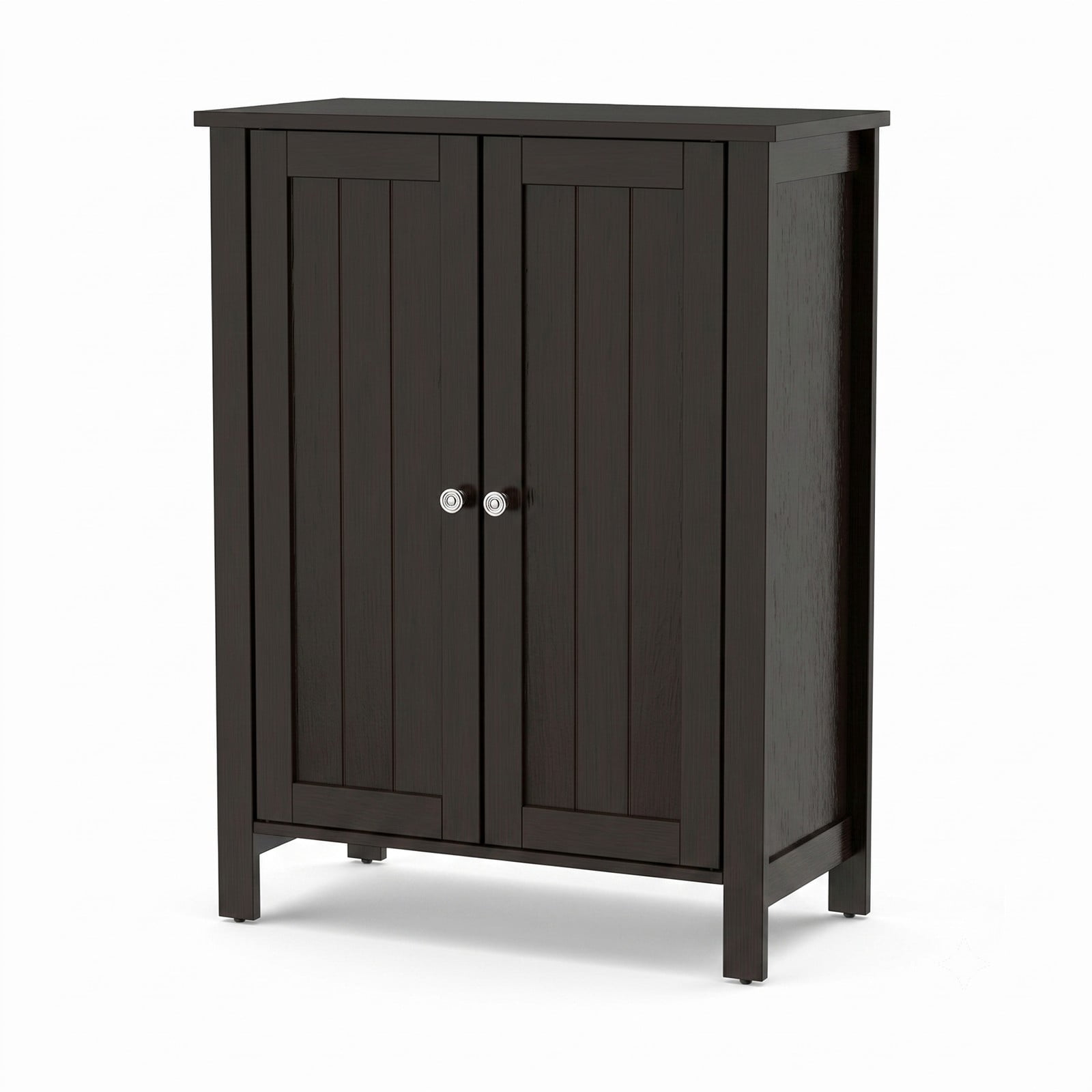 Fenbeli 2-Door Bathroom Floor Storage Cabinet, Freestanding Wooden Storage Organizer with 6-Position Adjustable Shelves, Space-Saving Side Cabinet for Bathroom, Brown