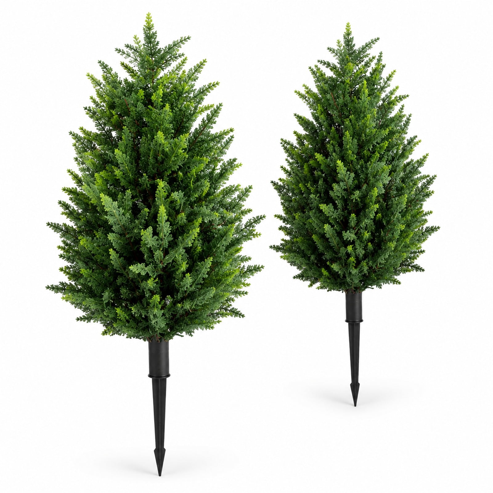 Fenbeli 2 Pack 3 ft Artificial Cypress Topiary Trees with Ground Spikes ...