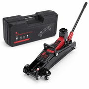 Fenbeli 2 Ton Low Profile Hydraulic Floor Jack, 4000 lb Quick Lift Steel Trolley Jack for Sedans, Small SUVs, Golf Carts and Lawn Mowers, Red and Black