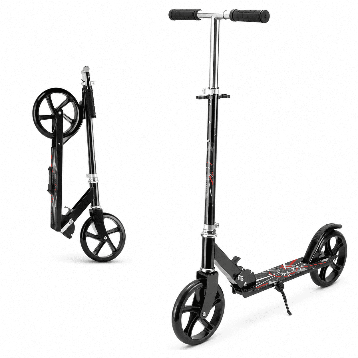 Fenbeli 200mm Folding Kick Scooter for Teens and Adults, Height-Adjustable Commuter Scooter, Black for Convenient Everyday Home Use