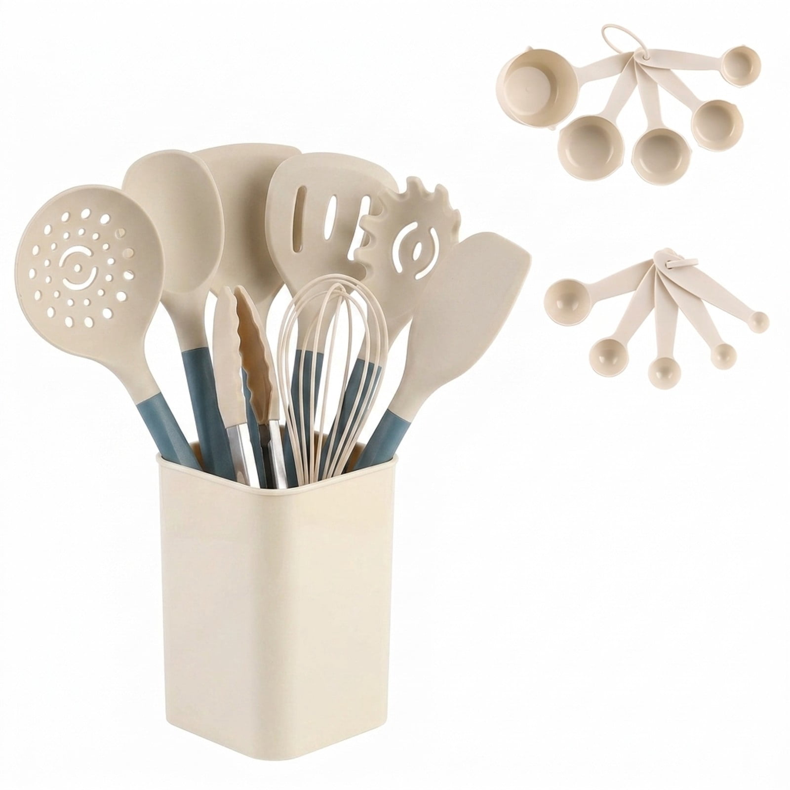 Fenbeli 21-Piece Silicone Kitchen Utensil Set for Nonstick Cookware, Heat-Resistant Cooking Tools with Countertop Holder, Blue
