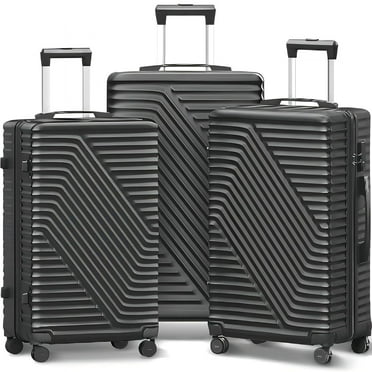 Fenbeli 3 Piece Luggage Sets with TSA Locks, Lightweight Hardside Suitcase Set with Spinner Wheels, Black