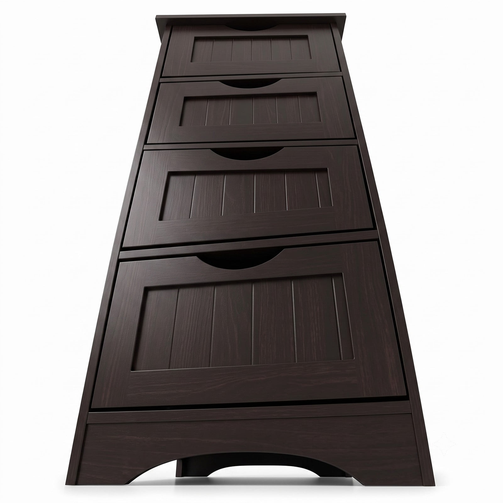 Fenbeli 4-Drawer Freestanding Floor Cabinet, Wooden Bathroom Storage Side Organizer with Anti-Toppling Device, Narrow Waterproof MDF Storage Tower for, Dark Brown