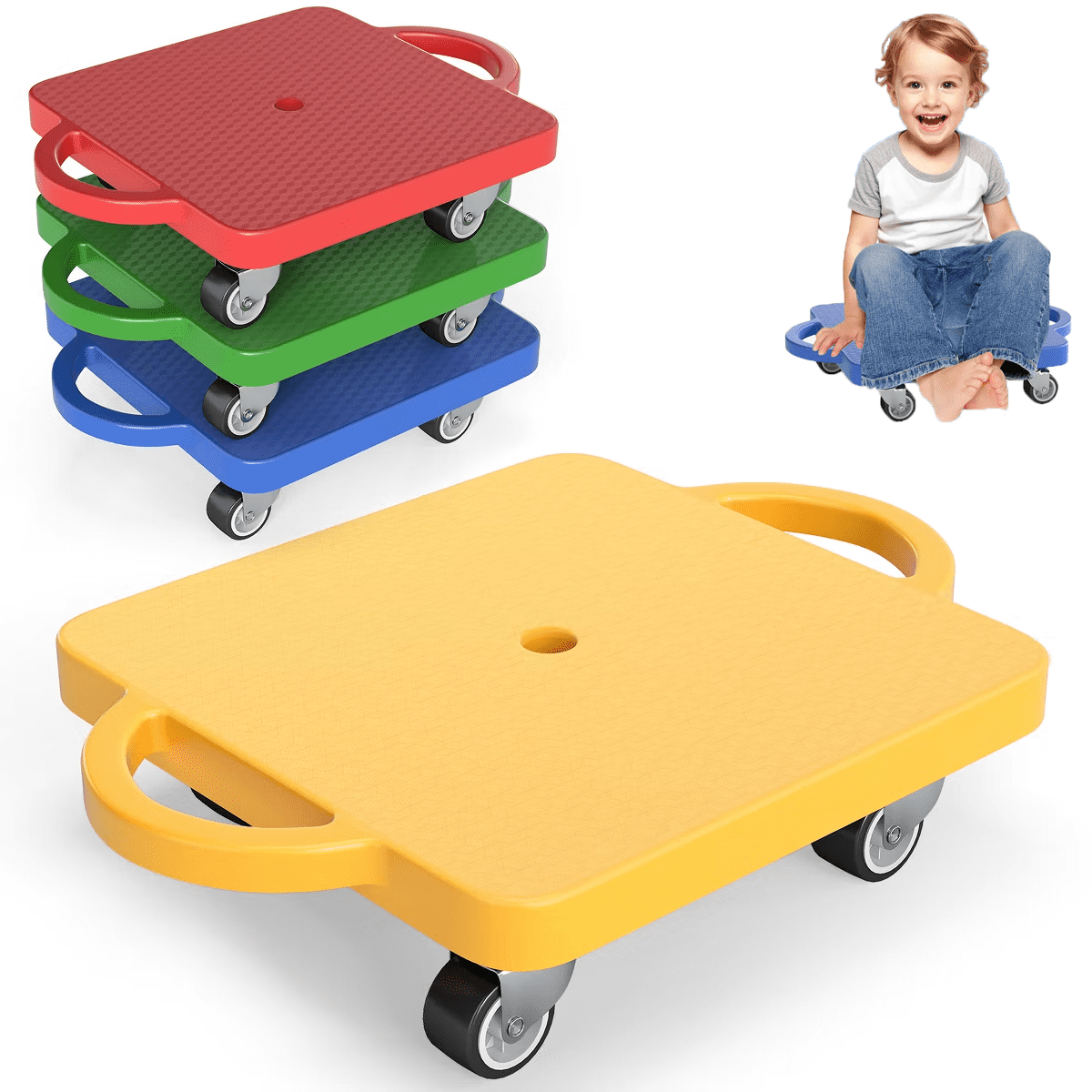 Fenbeli 4 Pieces Sport Scooters Board with Handles, Sitting Scooter for ...