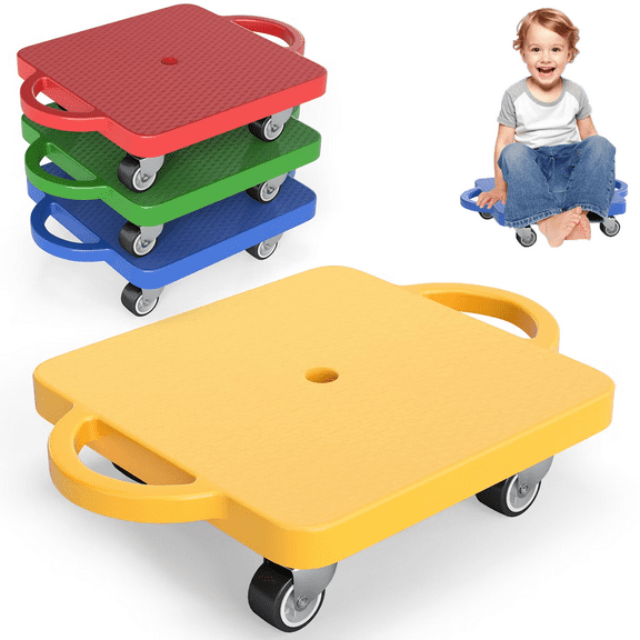 Fenbeli 4 Pieces Sport Scooters Board with Handles, Sitting Scooter for kids, Gym Indoor Outdoor Activities Play Equipment