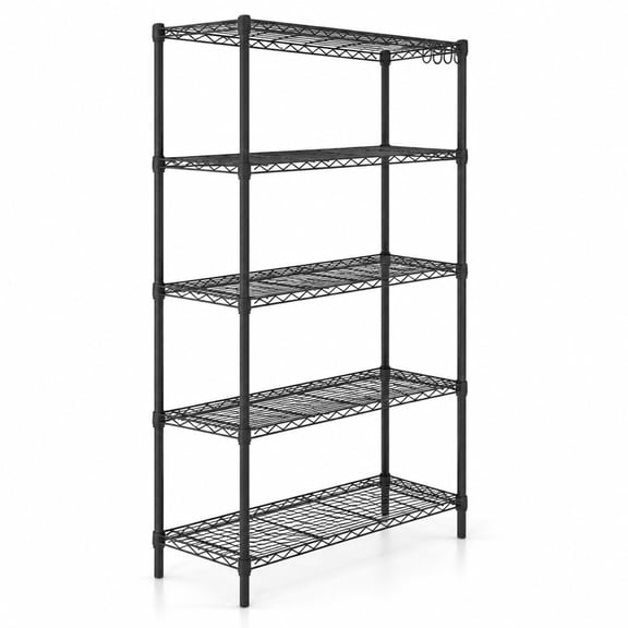 Fenbeli 5-Tier Metal Storage Shelving Unit with V-Shaped Wire Rack and 1250 LBS Capacity, 1250 lbs Capacity, Metal Frame, Black
