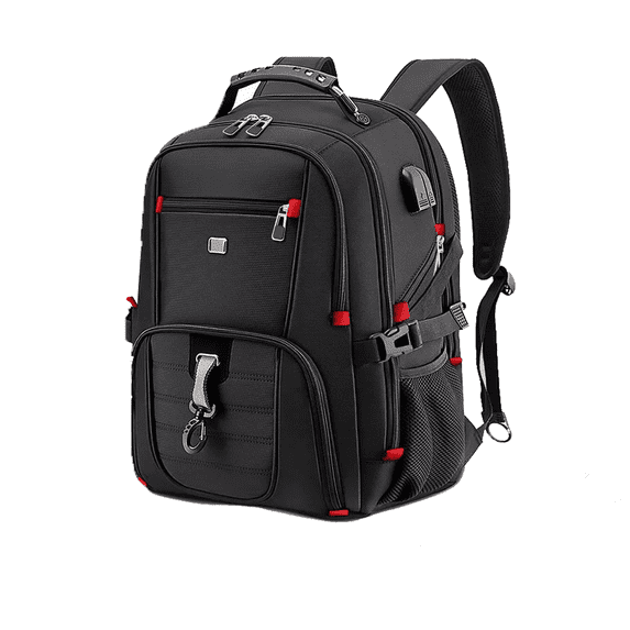 Fenbeli 50L Extra Large Travel Laptop Backpack, TSA Approved Carry On Backpack with USB Charging Port, Fits 17.3" Laptop, Water Resistant College Business Work Backpack for Men & Women, Black