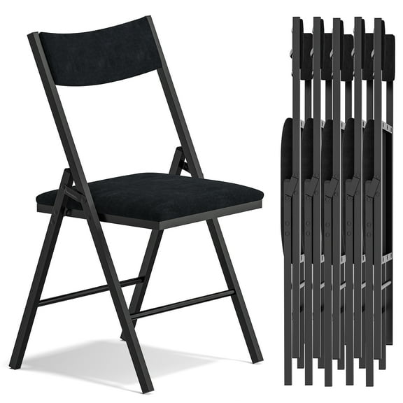 Fenbeli 6-Pack Black Padded Folding Chairs with Metal Frame