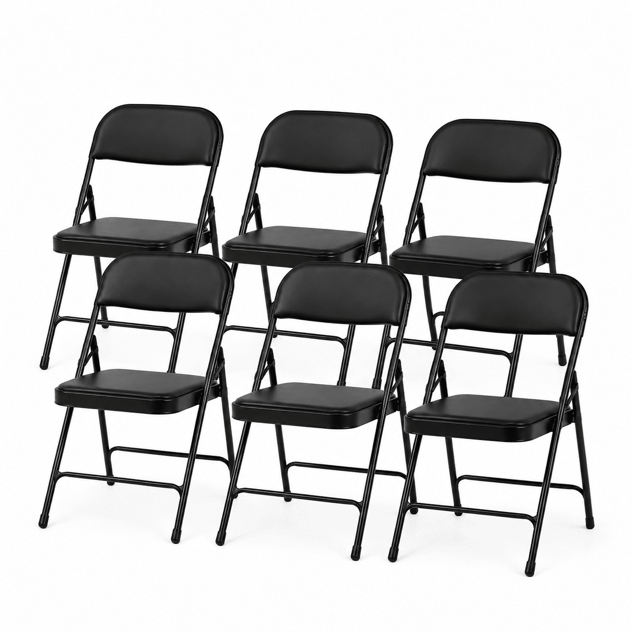 Fenbeli 6 Pack Folding Chairs with Padded Seats, 450 lb Capacity and Stainless Steel Frame, Black Chairs for Home Office Meetings and Events