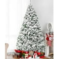thumbnail image 1 of Fenbeli 6ft Artificial Snow Decorated Flocked Hinged Christmas Tree with Metal Stand, Indoor White, 1 of 9