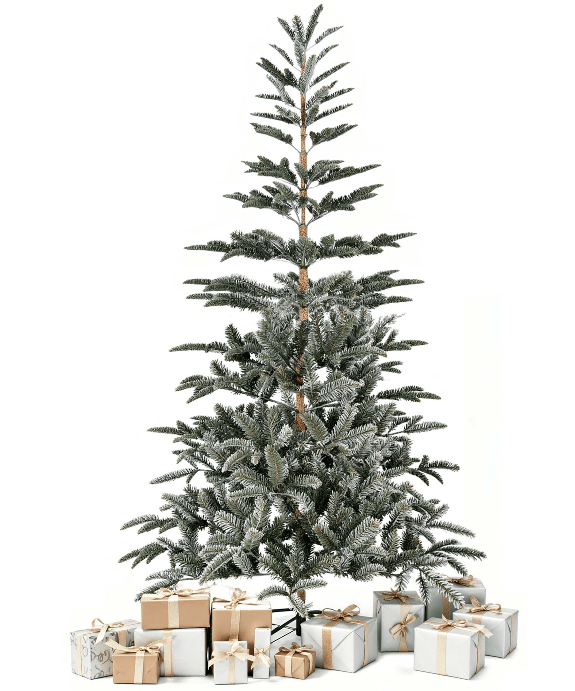 Fenbeli 7FT Snow-Flocked Artificial Christmas Tree with 800 Branch Tips and Metal Stand for Home and Office, Unlit
