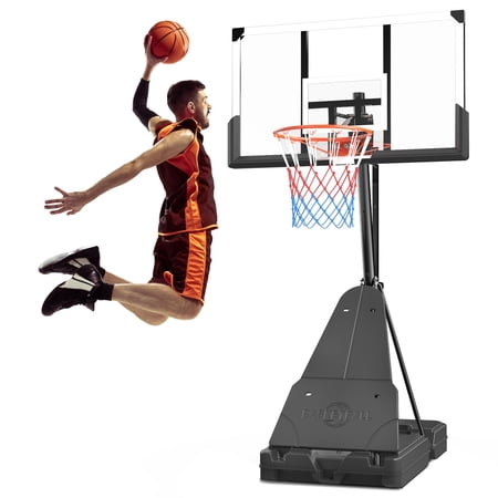 Fenbeli Basketball Hoop Outdoor, 4.8-10FT Height Adjustable Portable Basketball Hoops with 54 Inch Shatterproof Backboard, Basketball Goal System for Kids Youth and Adults in Backyard/Driveway/Indoor