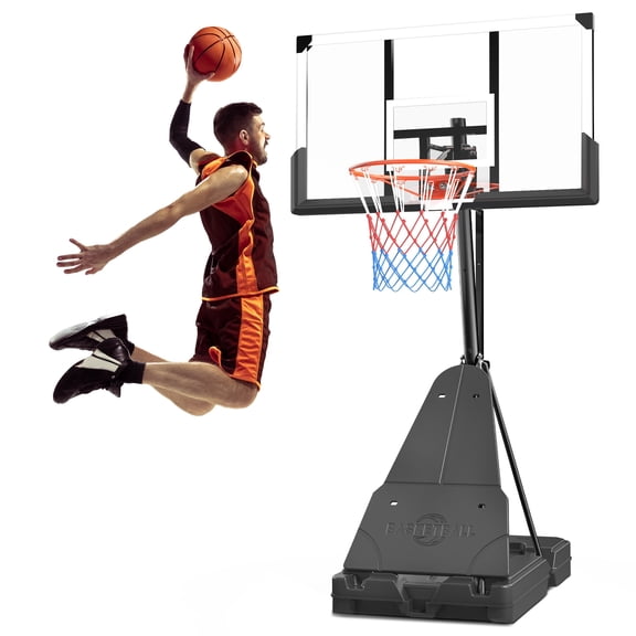 Fenbeli 54 Inch Portable Basketball Hoop Outdoor Indoor, 5.25-10FT Adjustable Height, Shatterproof PC Backboard, 150 LBS Fillable Base, Basketball Goal System for Kids Teens Adults Backyard/Driveway