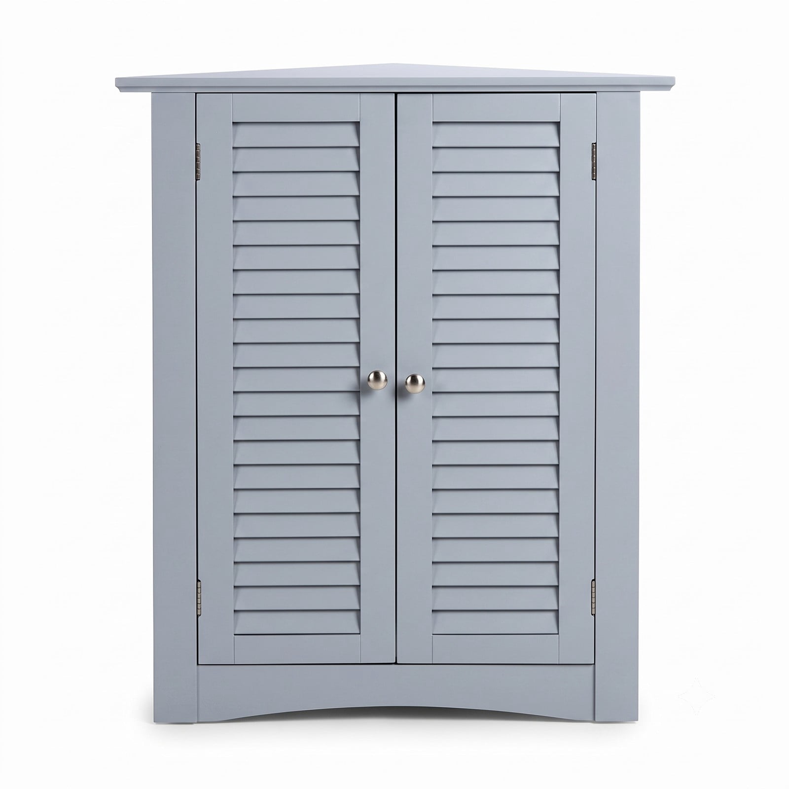 Fenbeli Bathroom Corner Storage Cabinet, Freestanding Floor Cabinet with Shutter Door and Adjustable Shelf, Anti-Tipping Space-Saving Wooden Organizer for, Gray