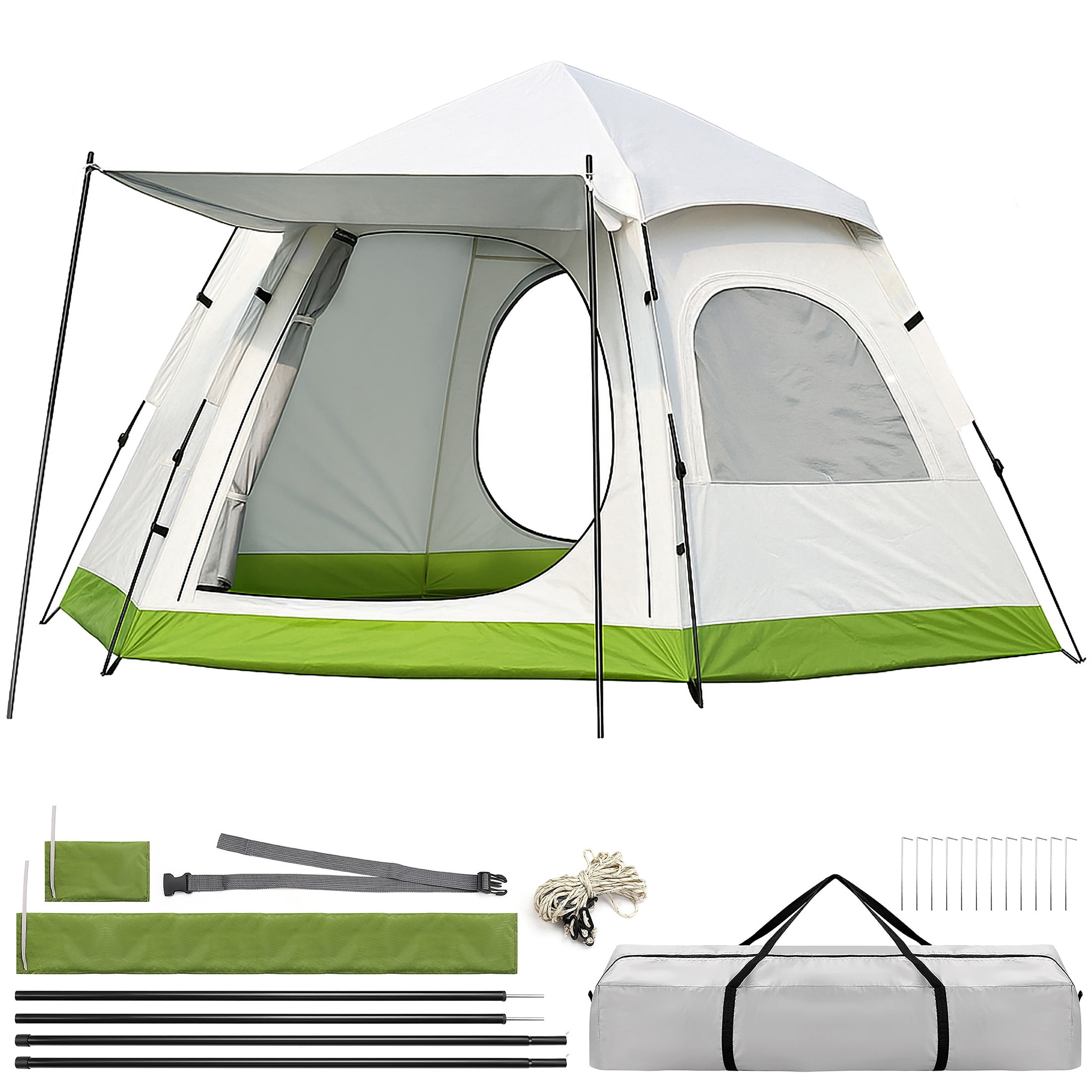 Fenbeli Camping Tent for 4 Person All-Season Family Tent with Metal Door Poles, Pop Up Tents for Camping and Hiking